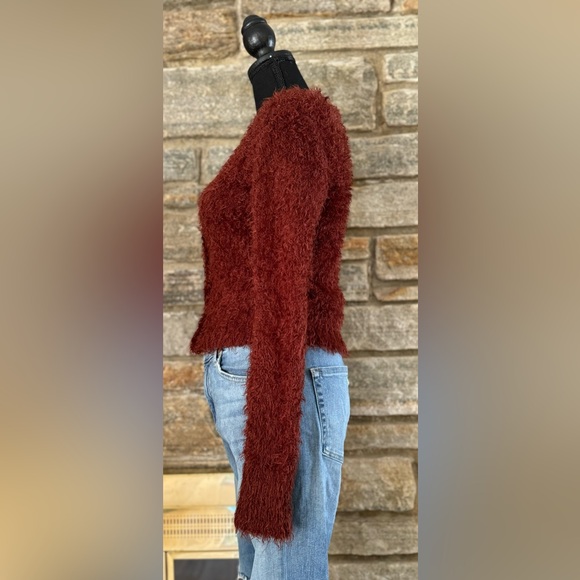 Wild Fable Burgundy Long Sleeve Fuzzy Cardigan: Size XS - Picture 6 of 15